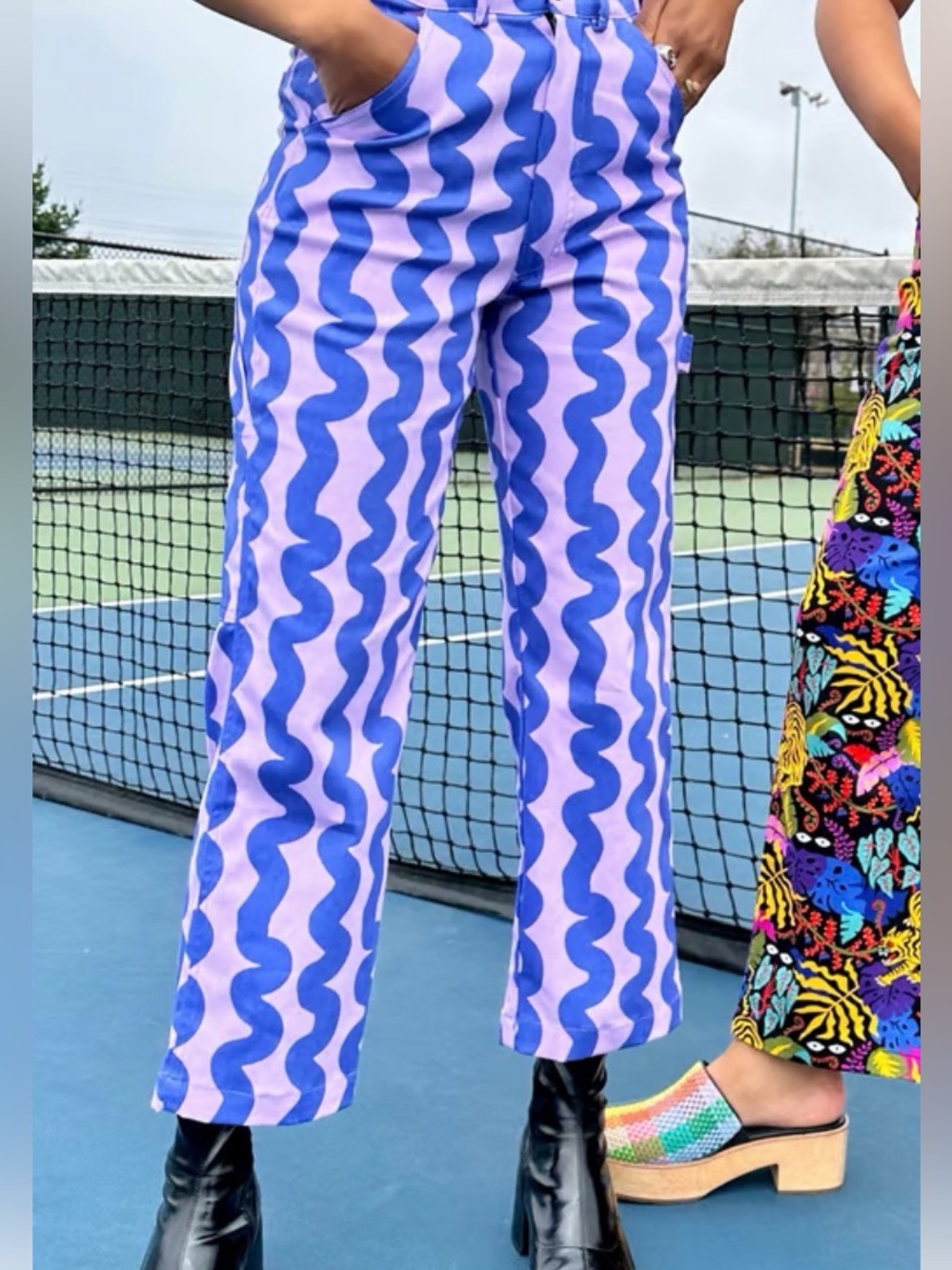 Nooworks Purple Squiggle Painter Pants - 25” waist